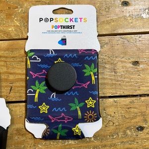 Pop socket drink holder palm tree shark beach